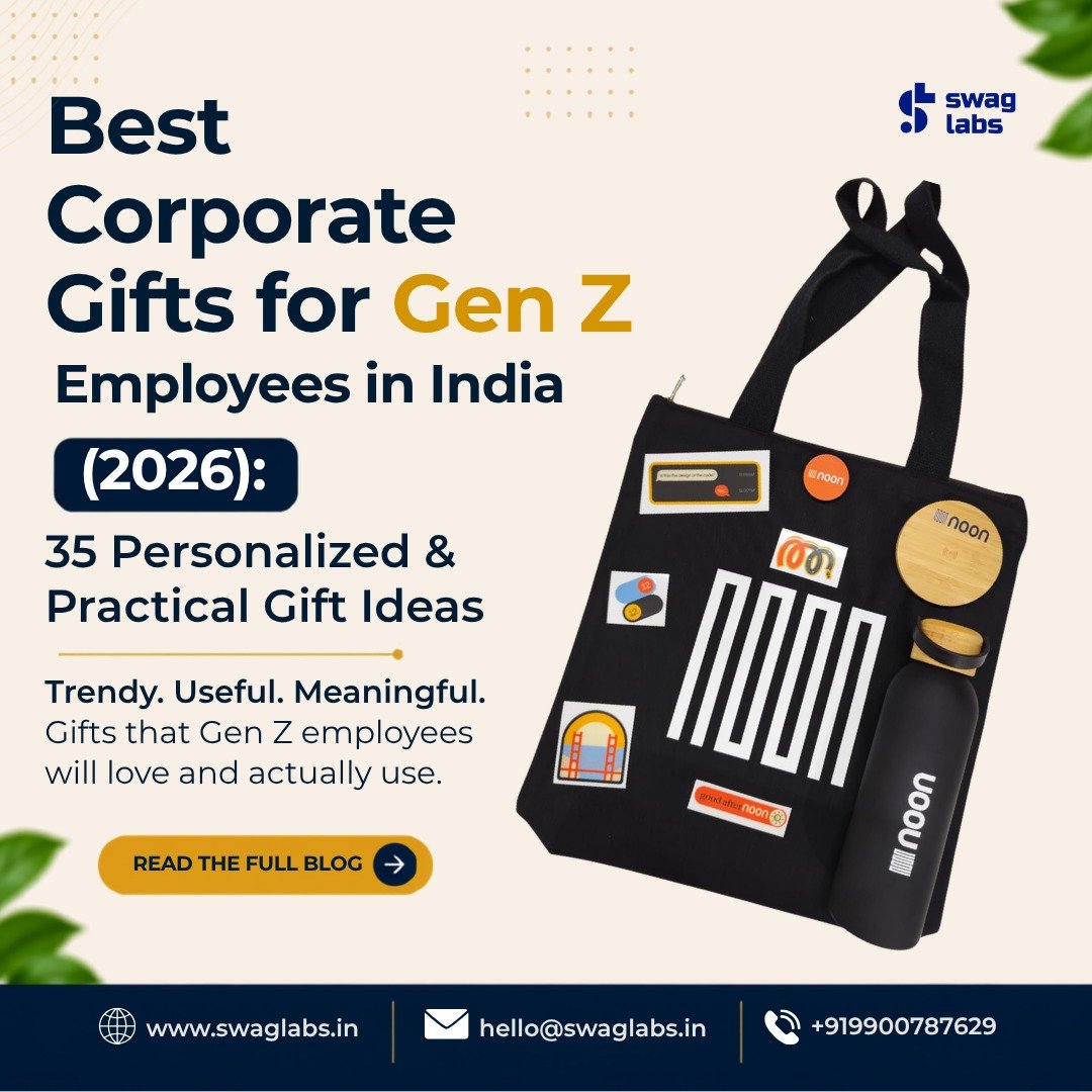 Premium personalized corporate gift kit for Gen Z employees in India with notebook, pen, bottle, card holder, and welcome essentials