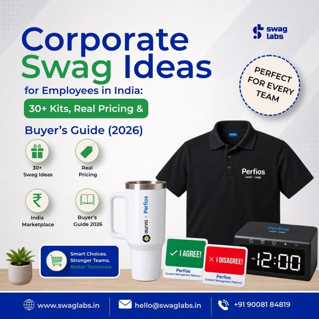 Corporate swag ideas for employees in India with branded gifts and kits