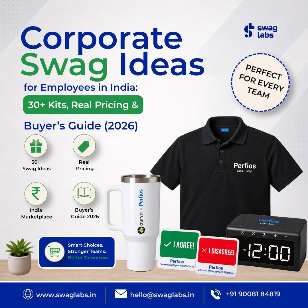 Corporate swag ideas for employees in India with branded gifts and kits
